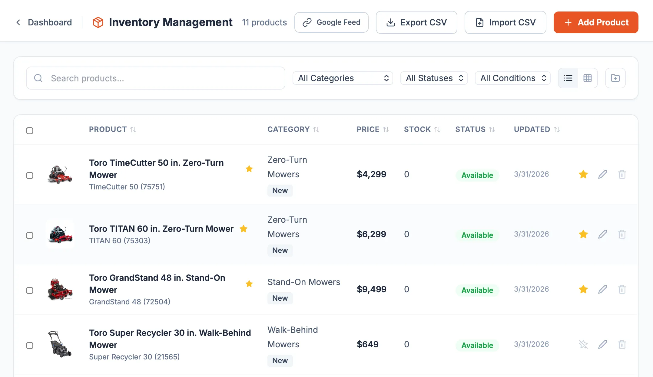 Inventory Management Dashboard